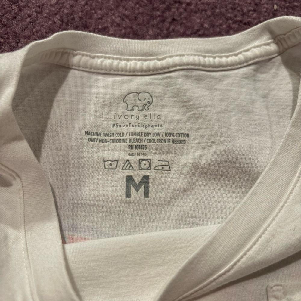 White T-Shirt with Purple Elephant Design - Picture 4 of 5